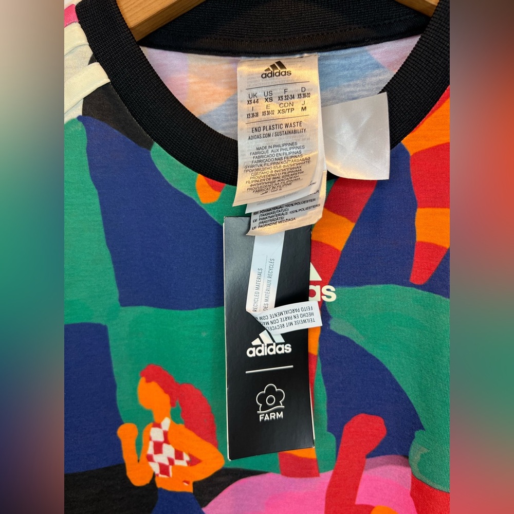 NWT Farm Rio X Adidas Performance Multi Color Floral Print Midi Dress Size XS - Picture 8 of 12